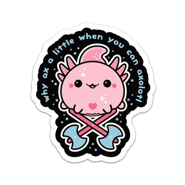 Cute Axolotl With Ax Stickers | sugarhai
