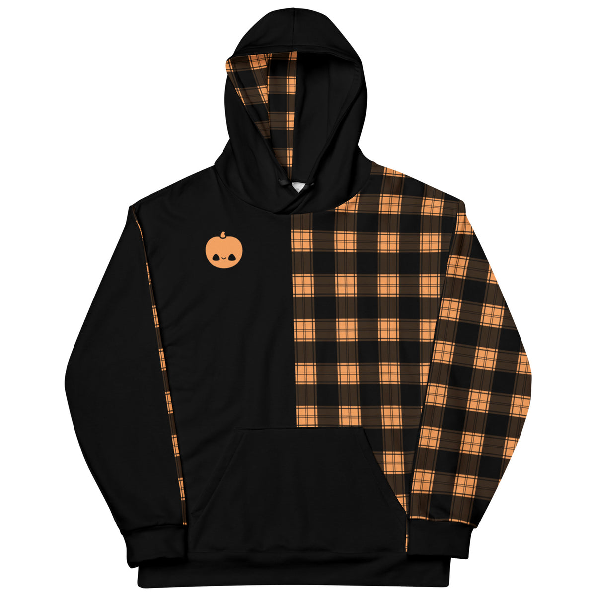 Split Plaid Halloween Hoodie sugarhai